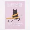 Postkarte Oh Christmas Tree Katze altrosa weiß schwarz 10,5x14,8cm
