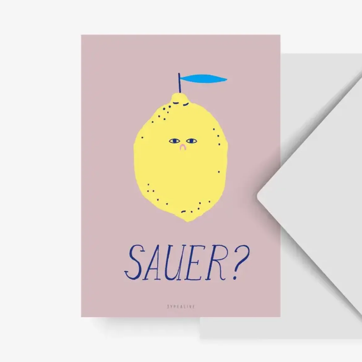Postkarte Sauer? Zitrone rosa gelb 10,5x14,8cm