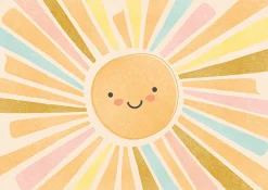 Postkarte Sonne mit bunten Strahlen 105x148mm von Grafik Werkstatt