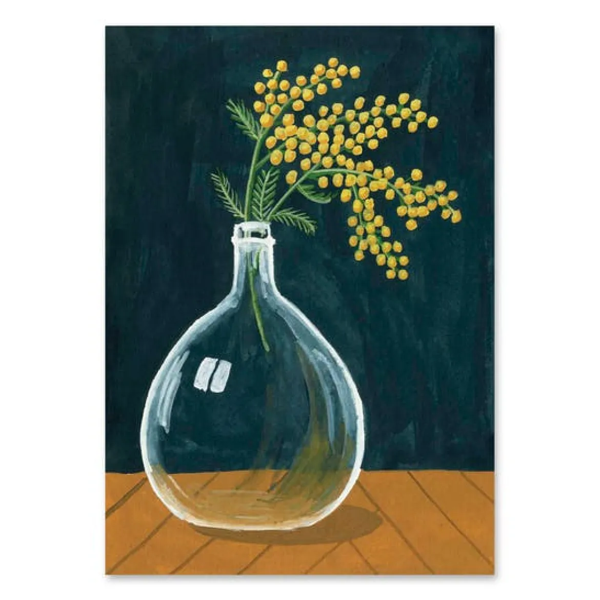 Postkarte Zweig Vase dunkelblau gelb braun 10,5x14,5cm