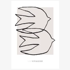 Print Les Voyageurs No. 1 Papier weiß rosa schwarz A5 oder A4