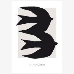 Print Les Voyageurs No. 2 Papier weiß rosa schwarz A5 oder A4