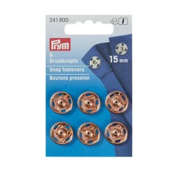 Prym 6 Annäh Druckknöpfe Messing rosegoldfarbig 15mm