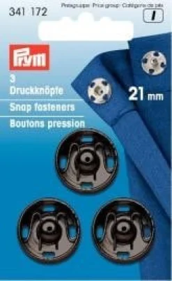 Prym 3 Annäh Druckknöpfe MS schwarz 21mm