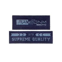 Prym Applikation aufbügelbar Label Supreme/Raw dunkelblau hellblau 2er Set
