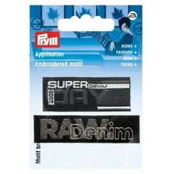 Prym Applikation aufbügelbar Label Denim/Day schwarz grau 2er Set