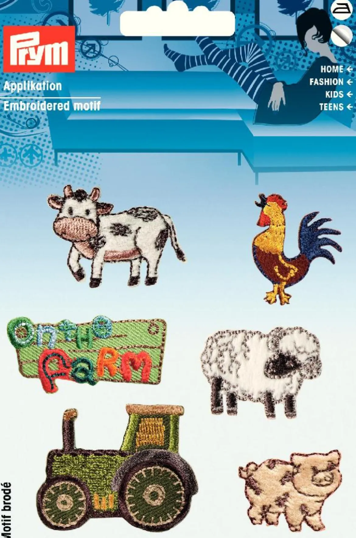 Prym Applikation Bügelbild Farm Tiere Traktor bunt 6 Stück