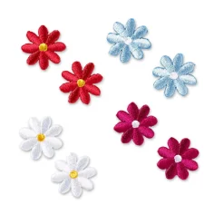 Prym Applikation Blumen selbstklebend weiß rot blau 8 Stück 2cm