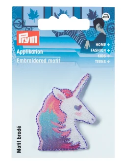 Prym Applikation Einhorn Kopf pink/violett 4x4,5cm