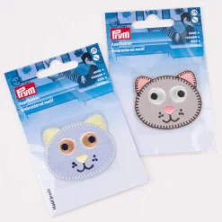 Prym Applikation Katze selbstklebend aufbügelbar grau grün 53x45mm