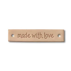 Prym Applikation made with love Label Leder rechteckig natur 6x1,3cm