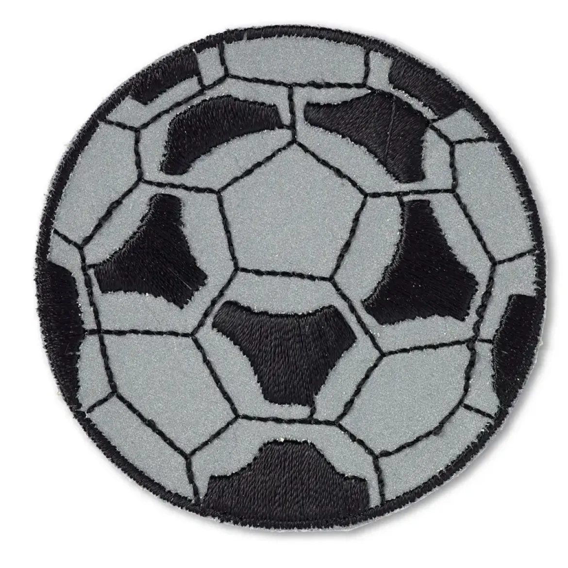 Prym Applikation Reflex selbstklebend aufbügelbar Fußball grau schwarz 6x6cm