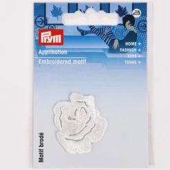Prym Applikation Rose klein weiß schwarz oder rot 3,5x3cm