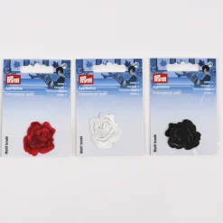 Prym Applikation Rose klein weiß schwarz oder rot 3,5x3cm
