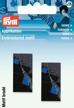 Prym Applikation 2 Stück schwarz blau 3x1,5cm