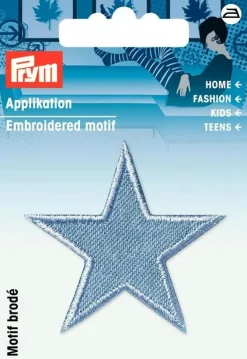 Prym Applikation Stern 2 Stück hellblau 4,5x4,5cm