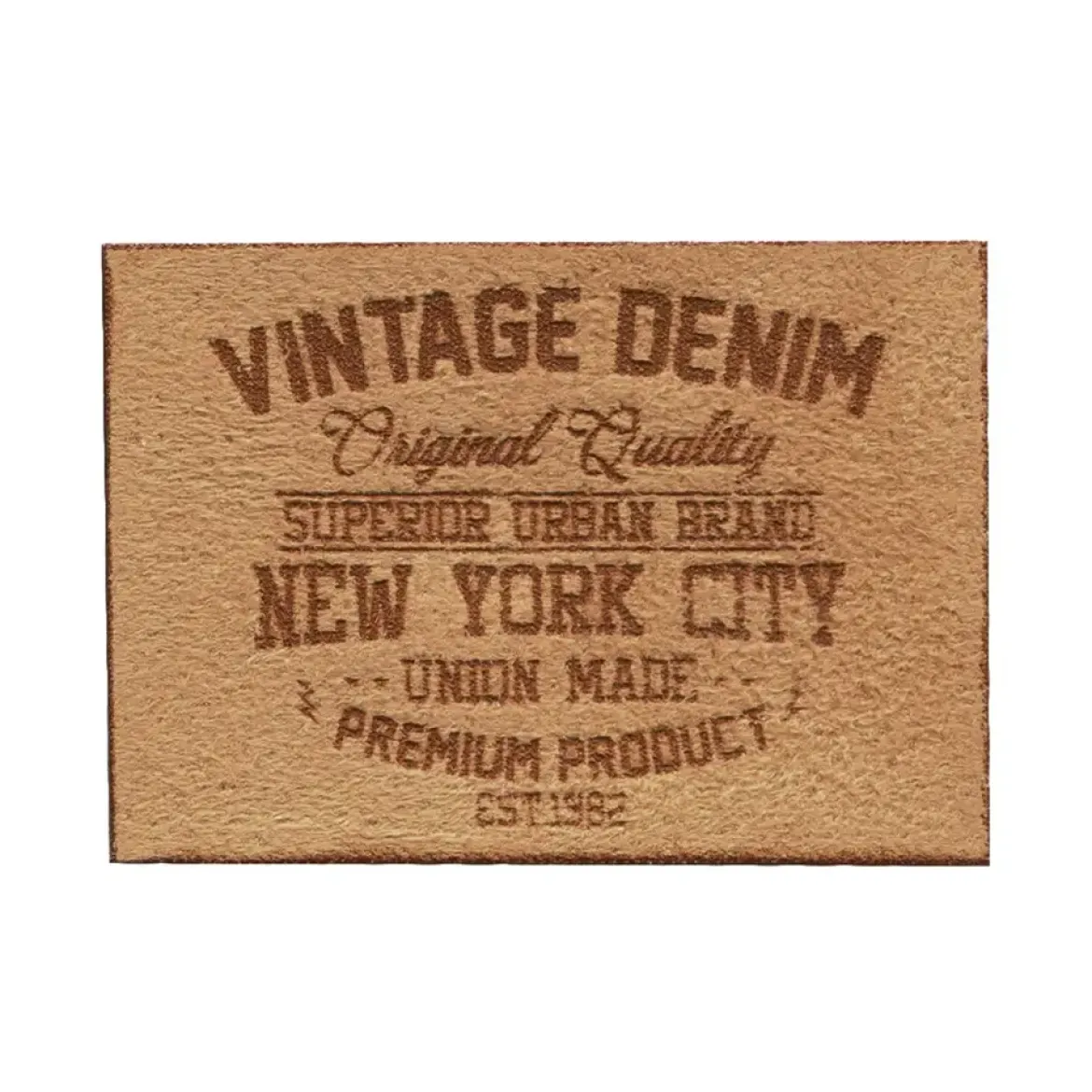 Prym Applikation Wildlederimitat aufbügelbar Label NYC hellbraun dunkelbraun 7x5cm