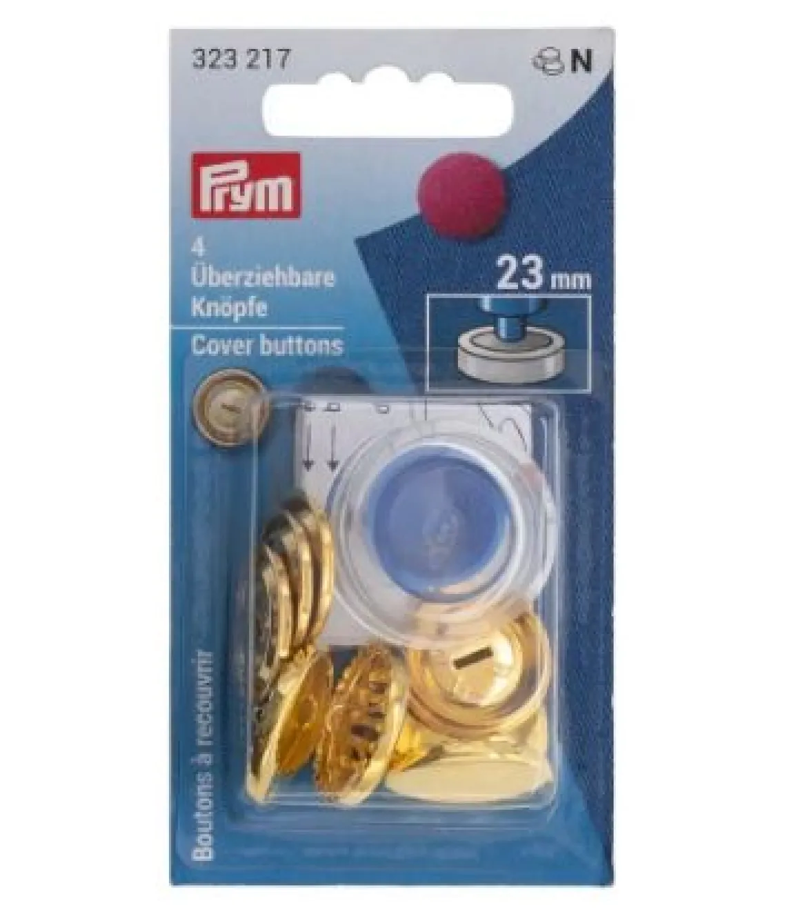 Prym 4 beziehbare Knöpfe goldfarbig 36'' 23 mm