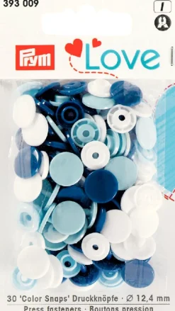 Prym Color Snaps Druckknöpfe Ø12,4mm hellblau dunkelblau weiß je 10 Stück
