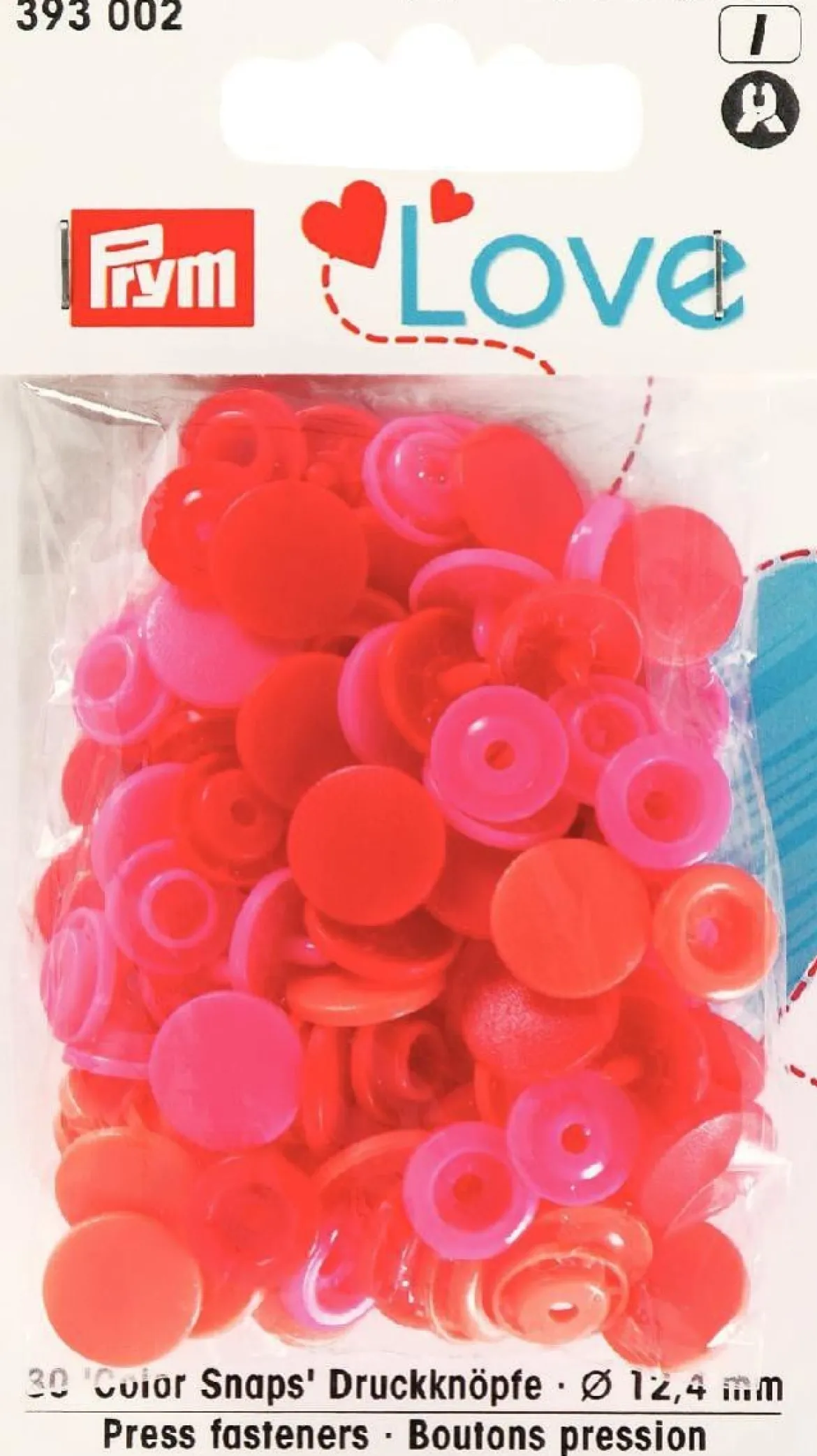 Prym Color Snaps Druckknöpfe Ø12,4mm pink rot orange 30 Stück