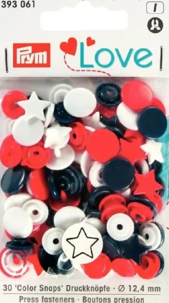 Prym Color Snaps Druckknöpfe Stern Ø12,4mm blau rot weiß 30 Stück