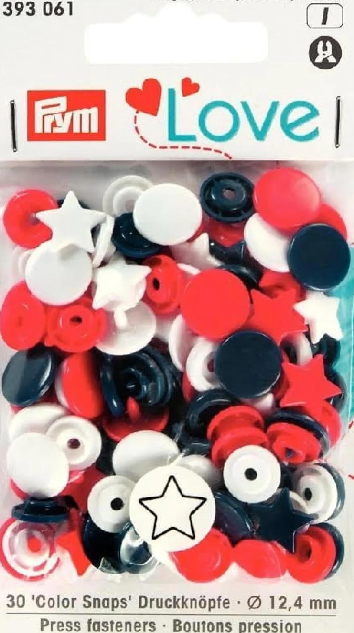 Prym Color Snaps Druckknöpfe Stern Ø12,4mm blau rot weiß 30 Stück