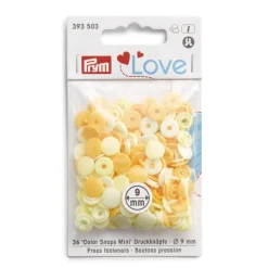 Prym Color Snaps Mini Druckknöpfe Kunststoff 9mm 36 Stück hellgelb