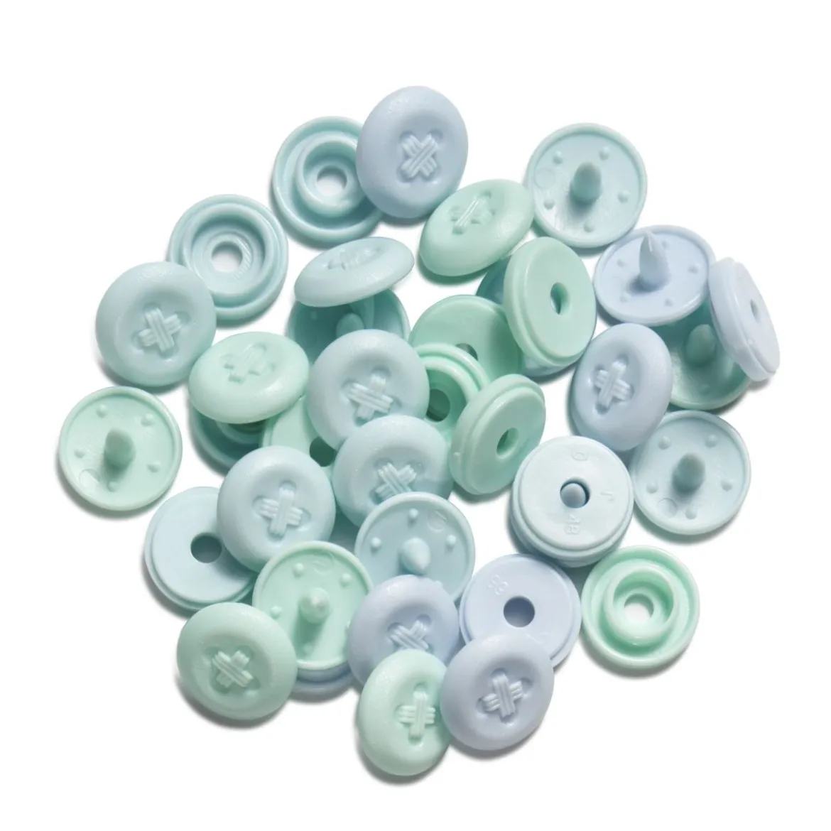 Prym Color Snaps Mini Druckknöpfe Annähoptik Kunststoff 9mm 36 Stück hellblau
