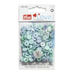 Prym Color Snaps Mini Druckknöpfe Annähoptik Kunststoff 9mm 36 Stück hellblau
