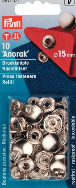 Prym Druckknöpfe Anorak Nachfüllpack Ø15mm 10 Stück