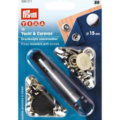 Prym Druckknöpfe Yacht & Caravan Messing Ø15mm silberfarbig 10 Stück