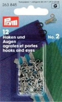 Prym 12 Federhaken und Augen MS2 silberfarbig