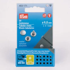 Prym Hohlnieten aus Messing silberfarbig Ø9,0mm für Stärke 4-6mm 20 Stück