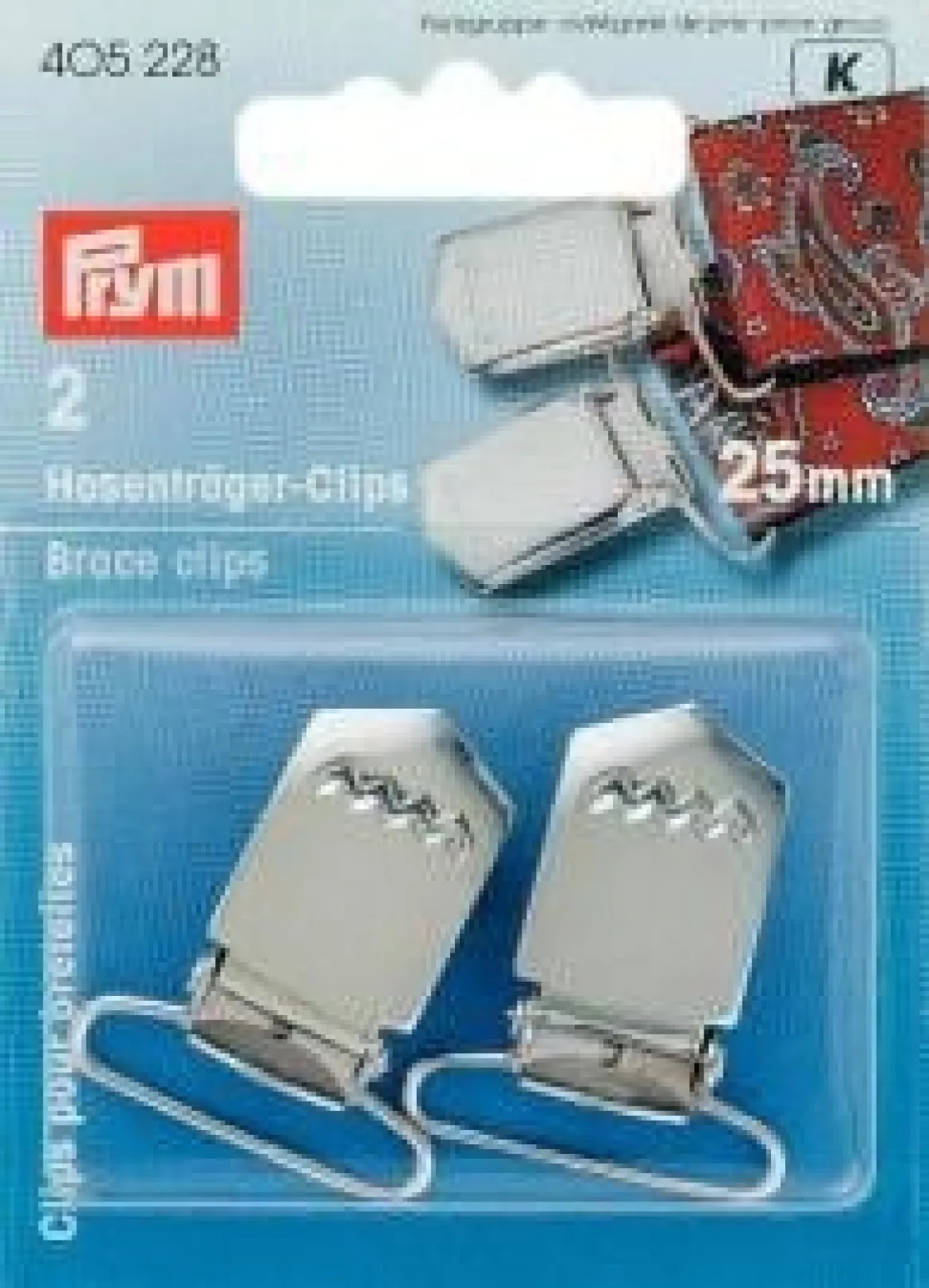 Prym 2 Hosenträger Clips Verschluß silberfarbig 25mm