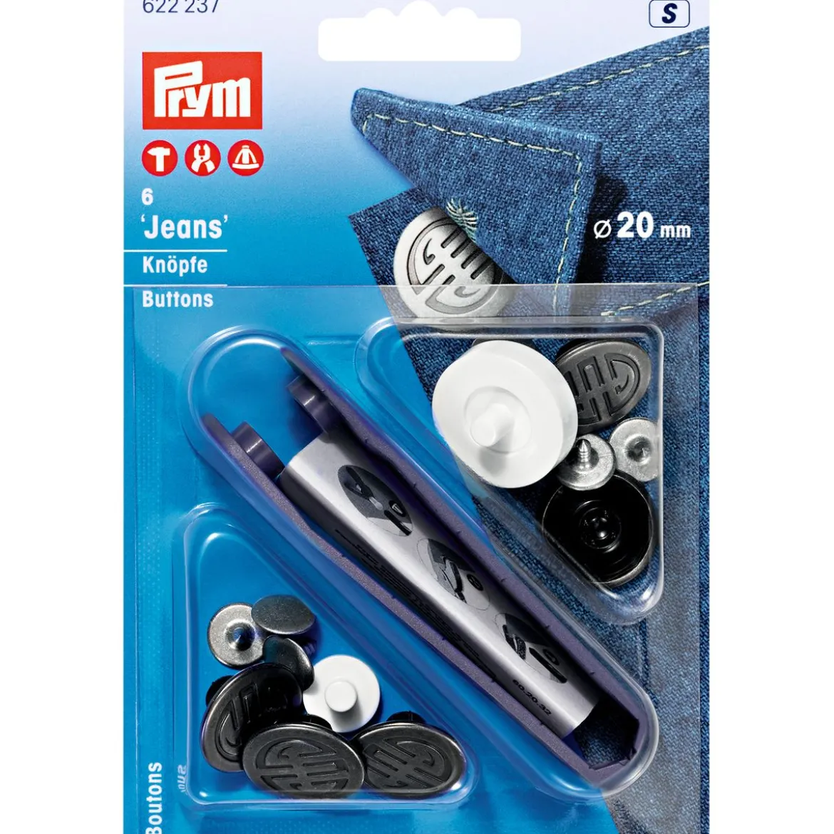 Prym Jeans Druckknöpfe Artdeco Messing Ø20mm alteisenfarben 6 Stück