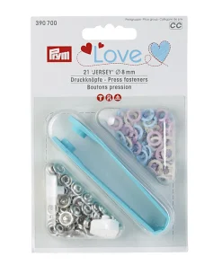 Prym Jersey Druckknöpfe Metall Ø8mm rosa beige blau 21 Stück