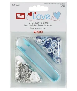 Prym Jersey Druckknöpfe Metall Ø8mm blau weiß 21 Stück