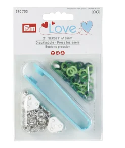 Prym Jersey Druckknöpfe Metall Ø8mm grün Töne 21 Stück