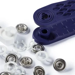 Prym Jersey Druckknöpfe Zackenring offen Messing Ø10mm weiß 10 Stück