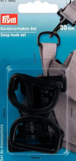 Prym Karabinerhaken D-Ringe Set 30mm Kunststoff schwarz