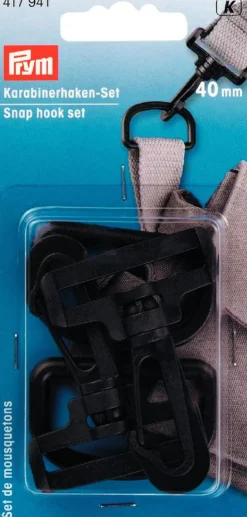 Prym Karabinerhaken D-Ringe Set 40mm Kunststoff schwarz