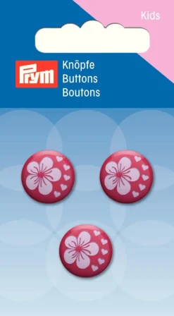 Prym Kinder Knopf Knöpfe Blume 15mm 3 Stück pink flieder
