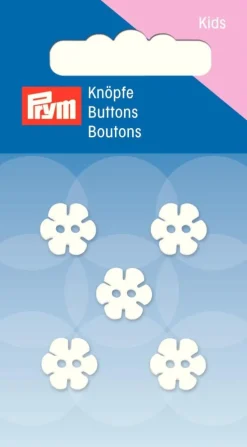 Prym Kinder Knopf Knöpfe Blume Perlmutt weiß 11mm 5 Stück