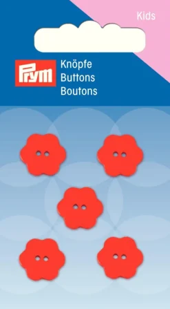 Prym Kinder Knopf Knöpfe Blume rot 13mm 5 Stück