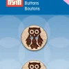Prym Kinder Knopf Knöpfe Eule Holz braun 18mm 2 Stück