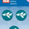 Prym Kinder Knopf Knöpfe Flugzeug türkis 18mm 3 Stück