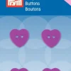 Prym Kinder Knopf Knöpfe Herz pink 13mm 4 Stück