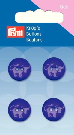 Prym Kinder Knopf Knöpfe Kuh lila weiß 15mm 4 Stück