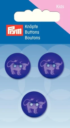 Prym Kinder Knopf Knöpfe Kuh lila 18mm 3 Stück
