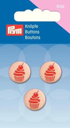 Prym Kinder Knopf Knöpfe Muffin 15mm 3Stück pink/weß
